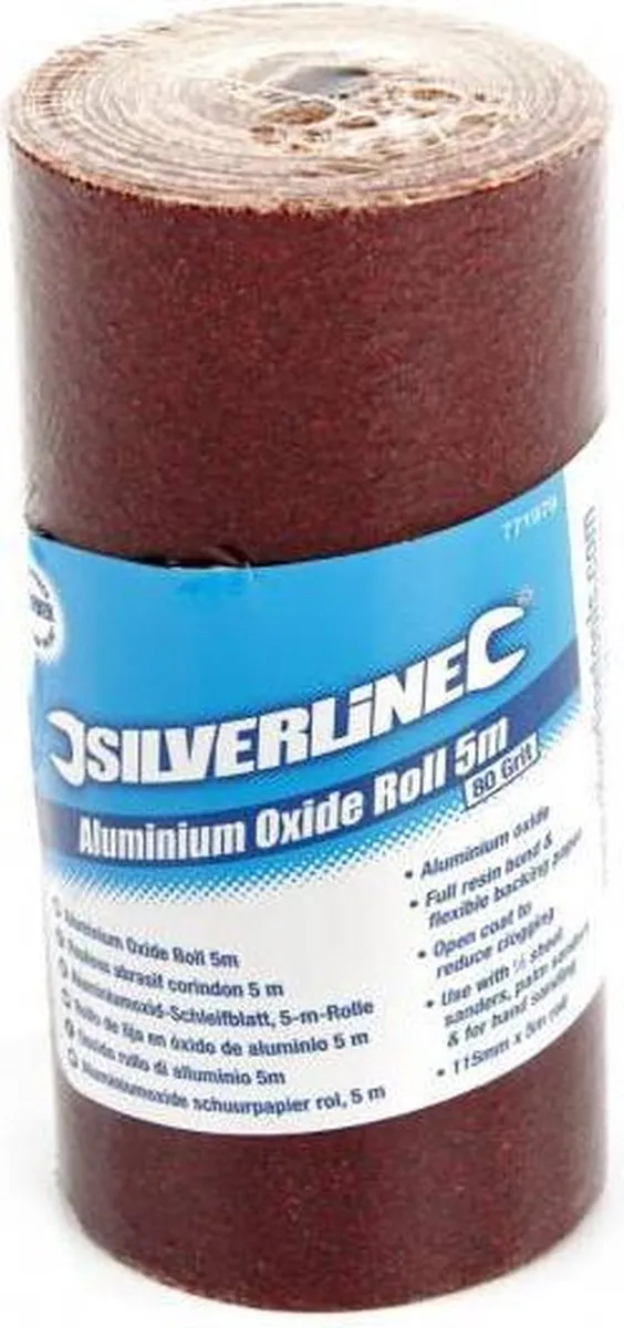 Silverline Schuurpapierrol Aluminiumoxide K80 - 5m - 5 Stuks - afbeelding 6 van 6
