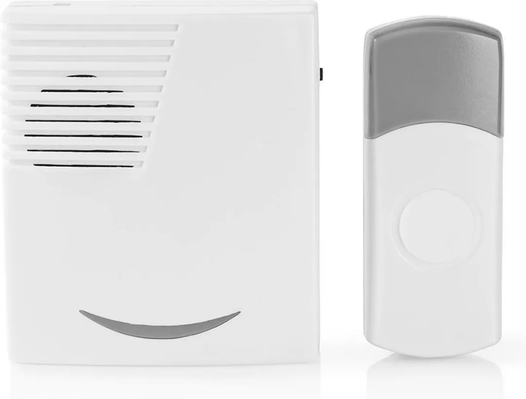 Nedis Draadloze Deurbelset 3V CR2032 - 36 Melodiën 300m - IP44 - Wit/Grijs