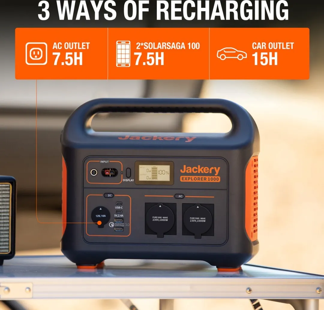 Jackery Explorer 1000 Powerstation - 1002Wh - 2x 100W Zonnepanelen