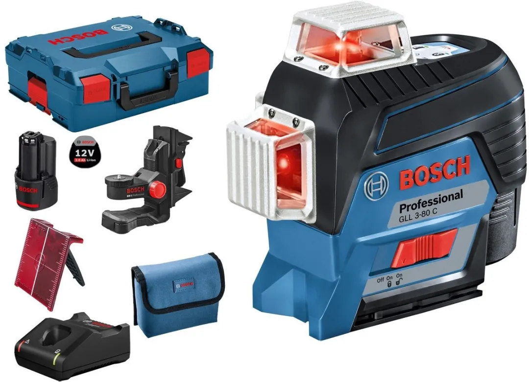 Bosch Professional GLL 3-80 C Lijnlaser - 12V 2.0Ah Set - Zwart/Blauw - afbeelding 6 van 6