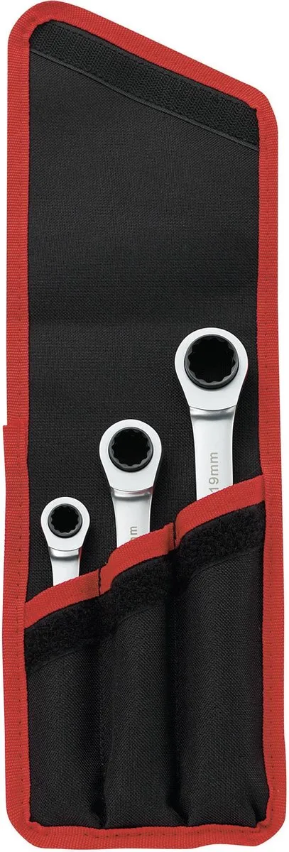 TOOLCRAFT 819162 Dubbele Ringsleutelratelset 3-delig 8-19mm