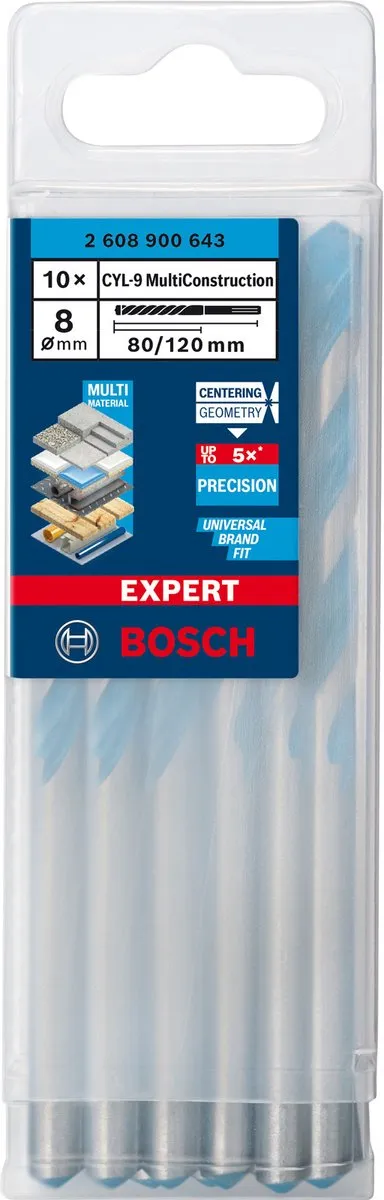 Bosch Professional EXPERT Univeelboor Cyl-9 Multiconstruction 10 stuks