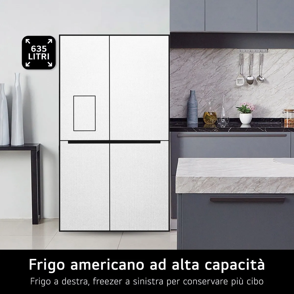 LG InstaView GSGV81EPLL Vrijstaande Amerikaanse Koelkast - 635L Zwart