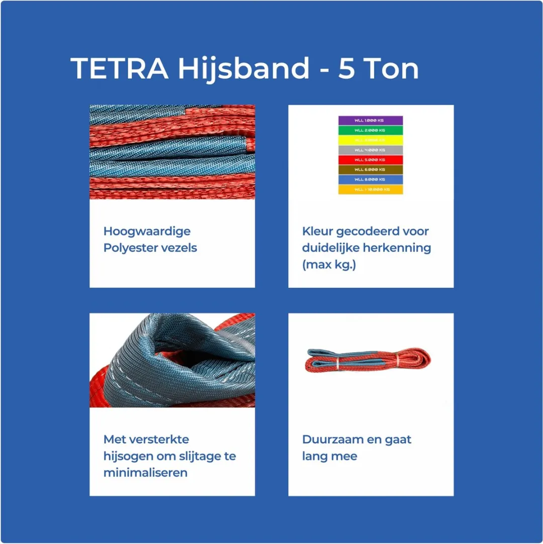 TETRA WSB Hijsband 5 Ton - 6m - Rood