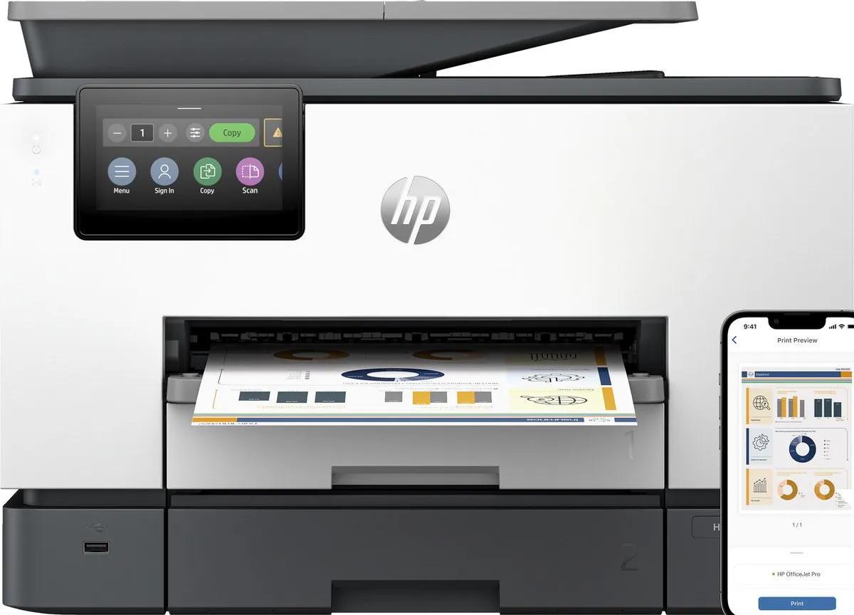 HP OfficeJet Pro 9130b Inkjetprinter - 25 ppm - Wit