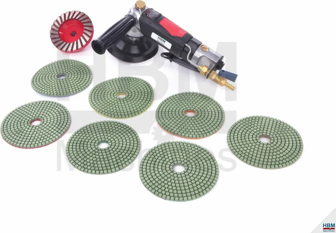 HBM 125mm Profi Natte Schuur- en Polijstmachine - 9 Accessoires