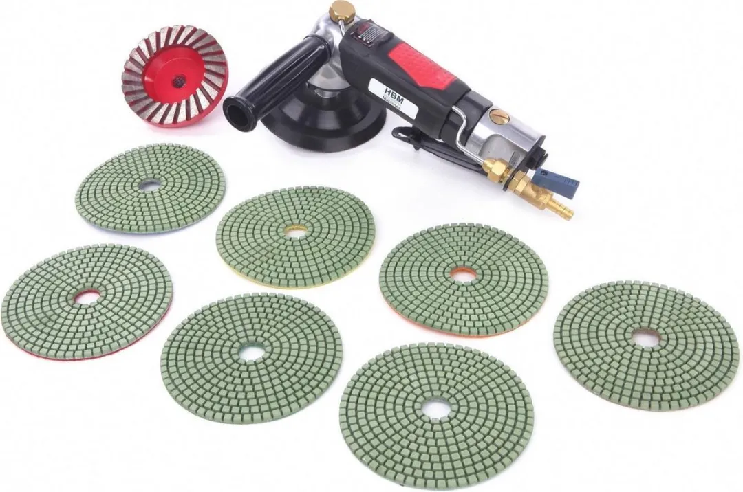 HBM 125mm Profi Natte Schuur- en Polijstmachine - 9 Accessoires