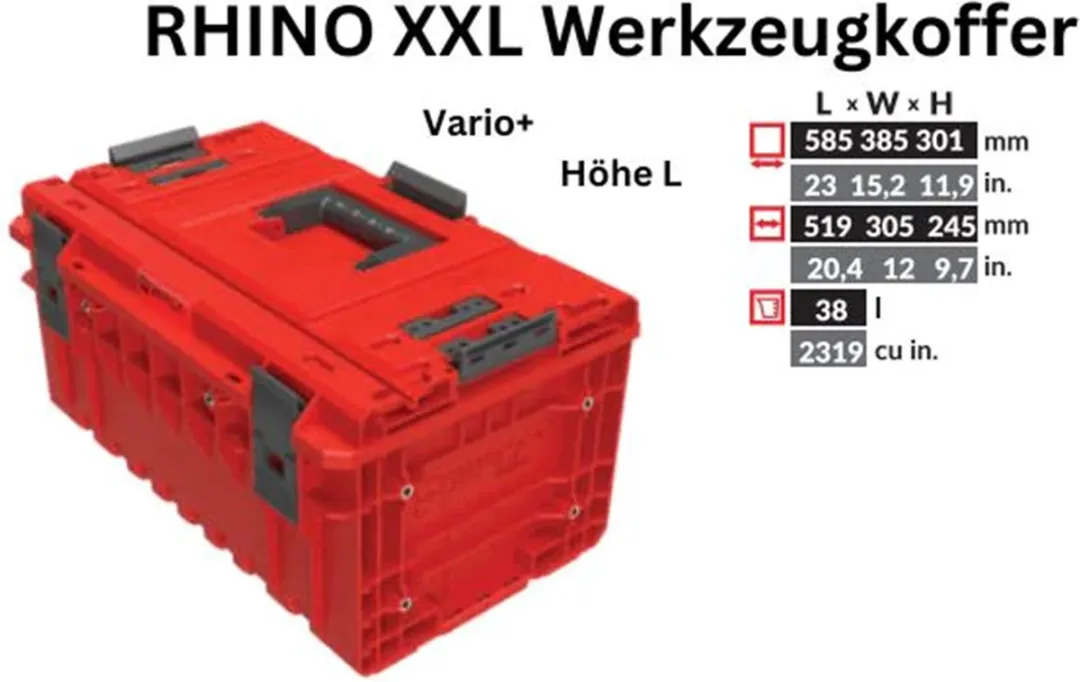 Toolbrothers RHINO XXL Gereedschapskoffer ULTRA Vario+ - Rood - afbeelding 2 van 6