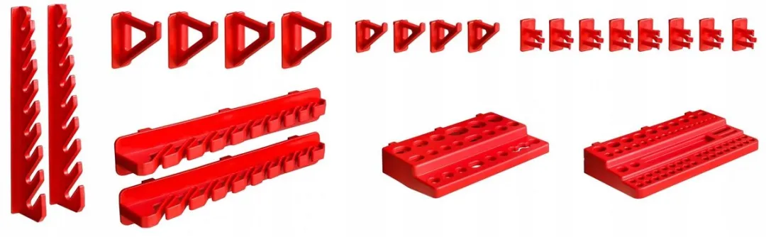 Prosperplast Gereedschapswand met Bakken en Haken - 95-delig - Rood/Zwart