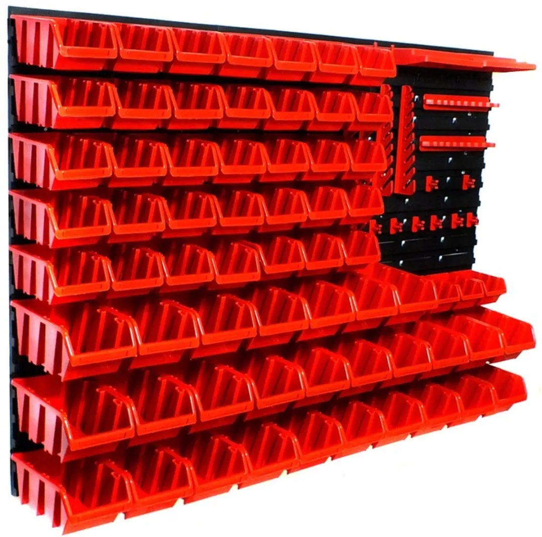 Prosperplast Gereedschapswand met Bakken en Haken - 95-delig - Rood/Zwart