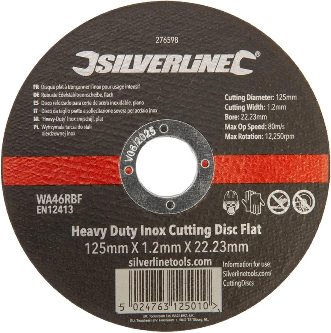 Silverline Aluminiumoxide Snijschijf Ø125mm 1.2mm - RVS - Glasvezelversterkt