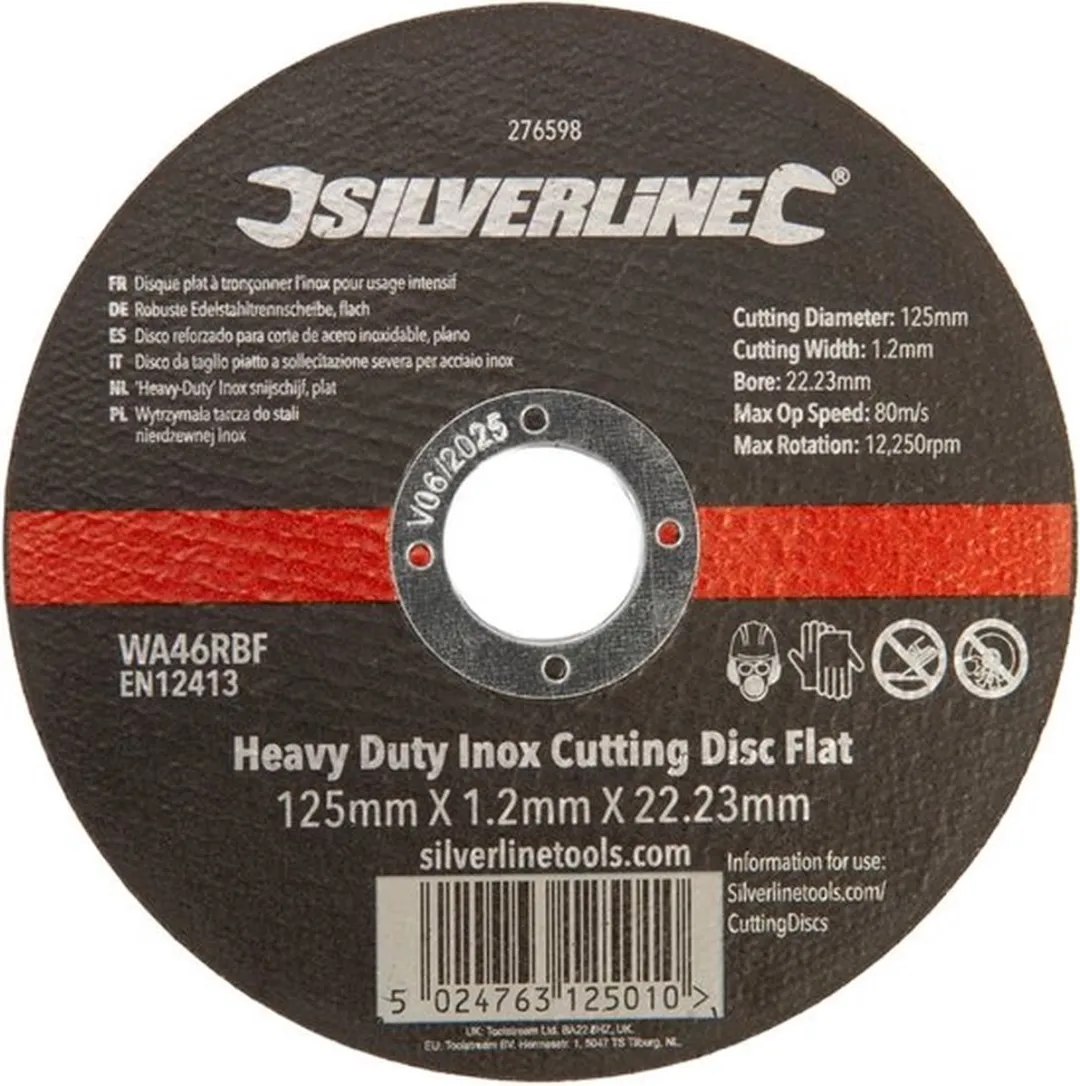 Silverline Aluminiumoxide Snijschijf Ø125mm 1.2mm - RVS - Glasvezelversterkt