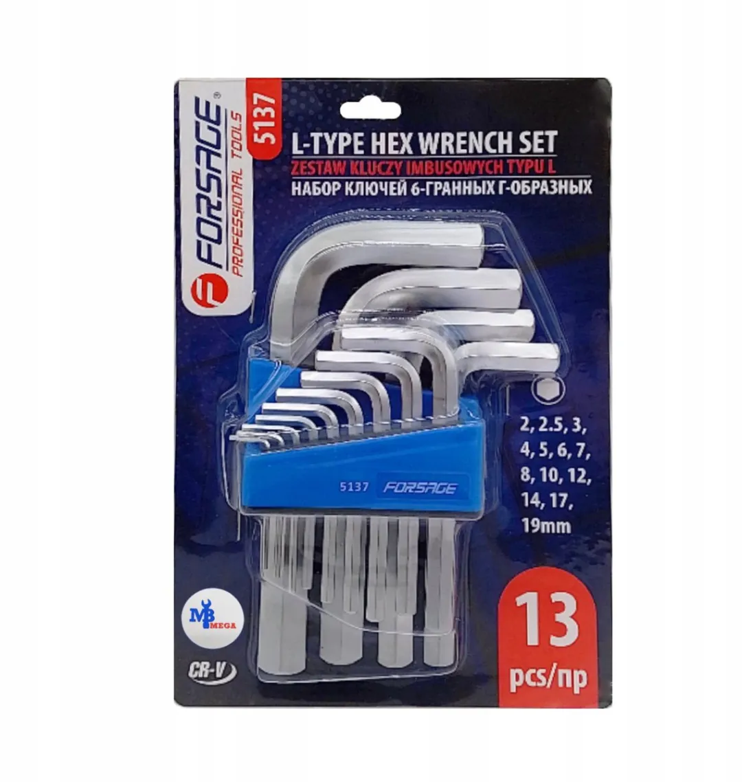 Forsage 13-delige Inbussleutelset 2-19mm Cr-V Staal