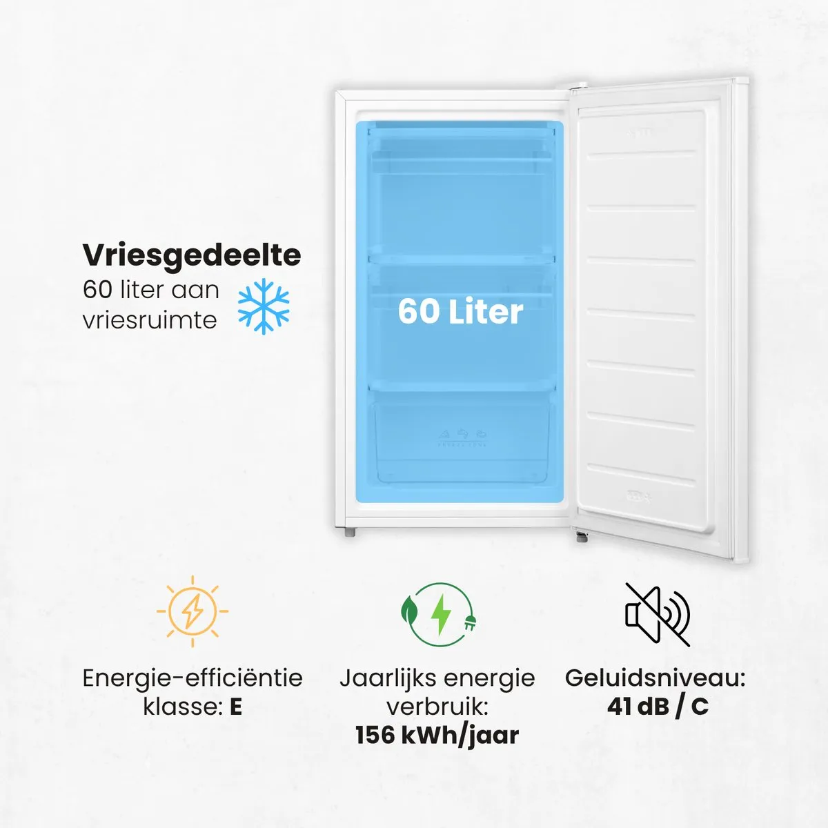 Salora FREEZER48WH Vriezer 60L - 3 Vakken - Wit - afbeelding 6 van 6