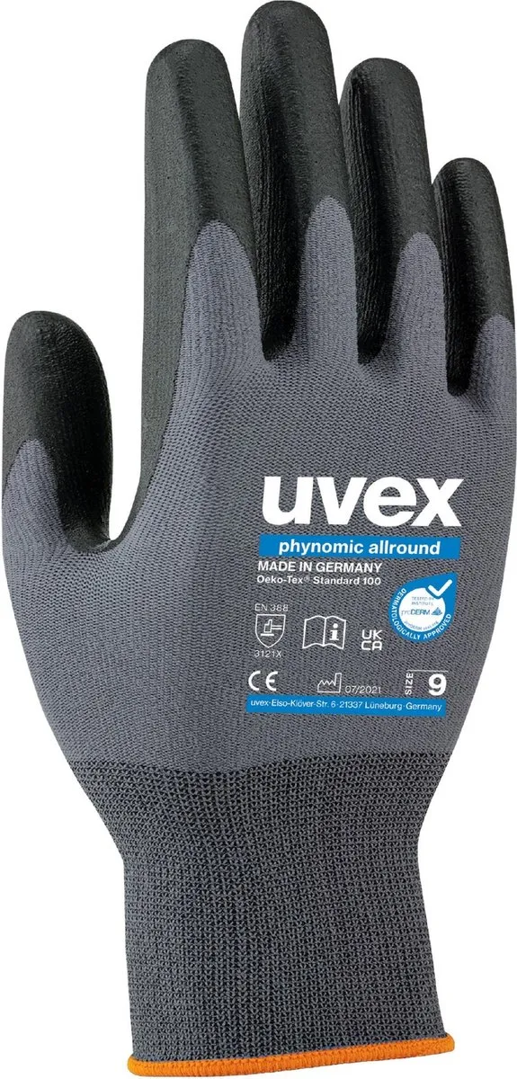 Uvex Phynomic Allround Handschoen L - Grijs/Zwart