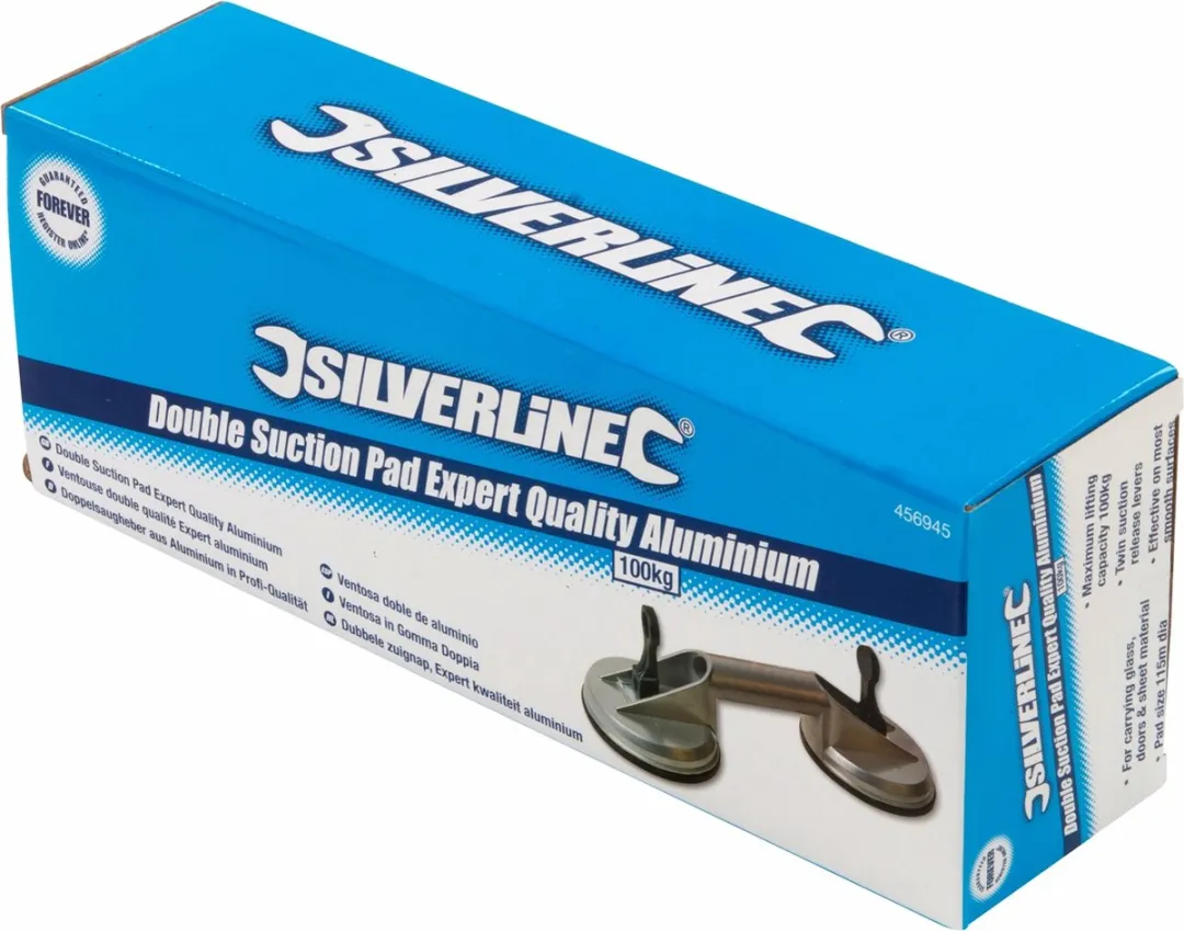 Silverline Glasdrager Aluminium - 100 kg - 2x Zuignappen Ø11.5cm Grijs