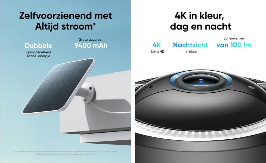 Eufy Security S330 4G LTE Buitencamera - 4K UHD Pan & Tilt - Wit