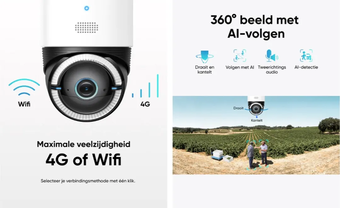 Eufy Security S330 4G LTE Buitencamera - 4K UHD Pan & Tilt - Wit