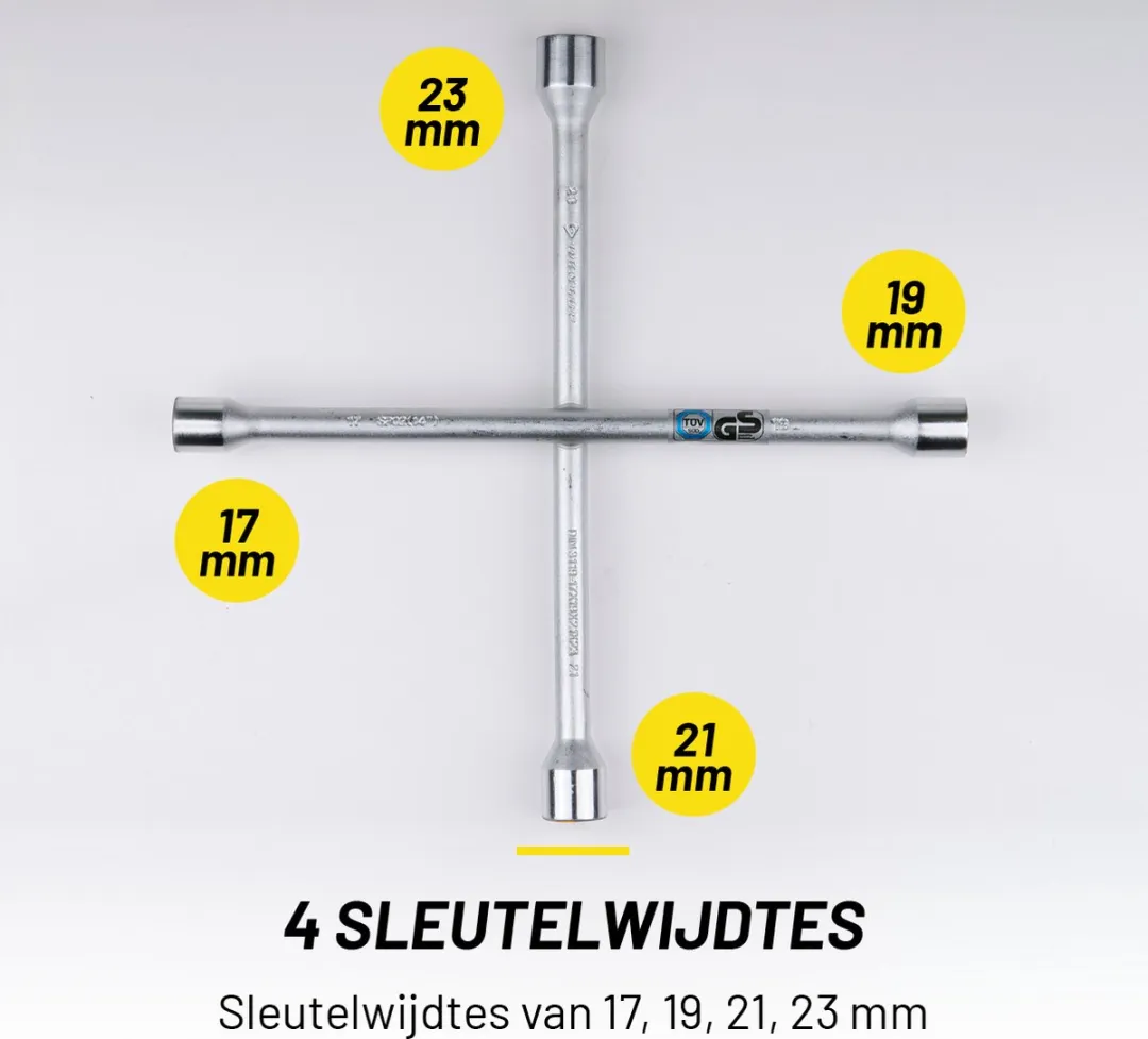 Dunlop Kruissleutel 17-19-21-23mm - Staal - 27x27cm