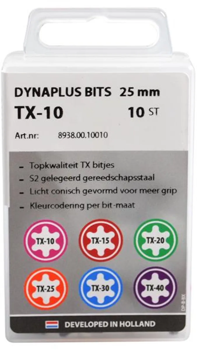 Dynaplus Torx 10 Schroefbit 25mm - Roze - 10 Stuks