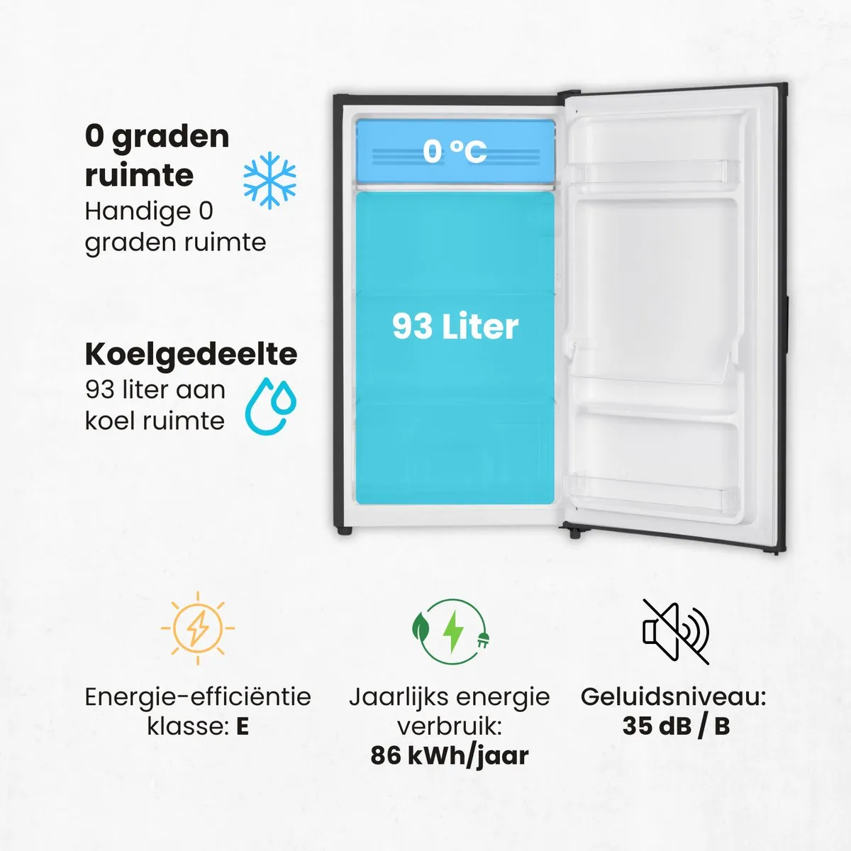 Salora COOLFREEZE47BL Koelkast - 93L - Zwart