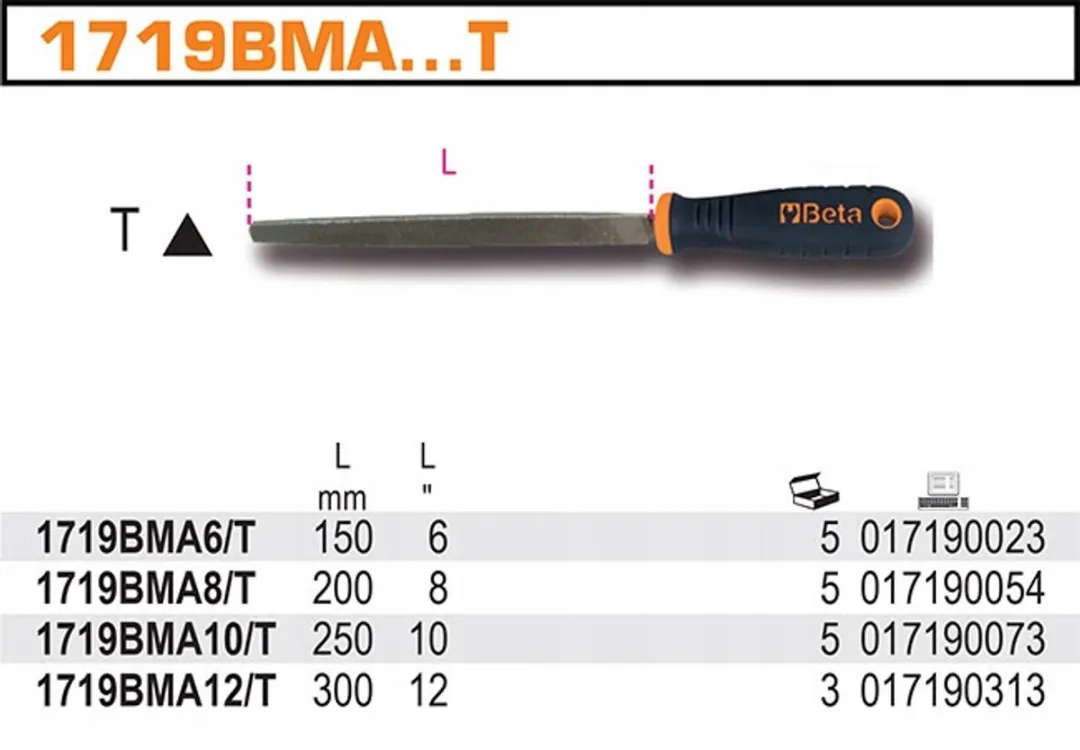 Beta Driekant Vijl 250mm Half Glad Composiet Handvat