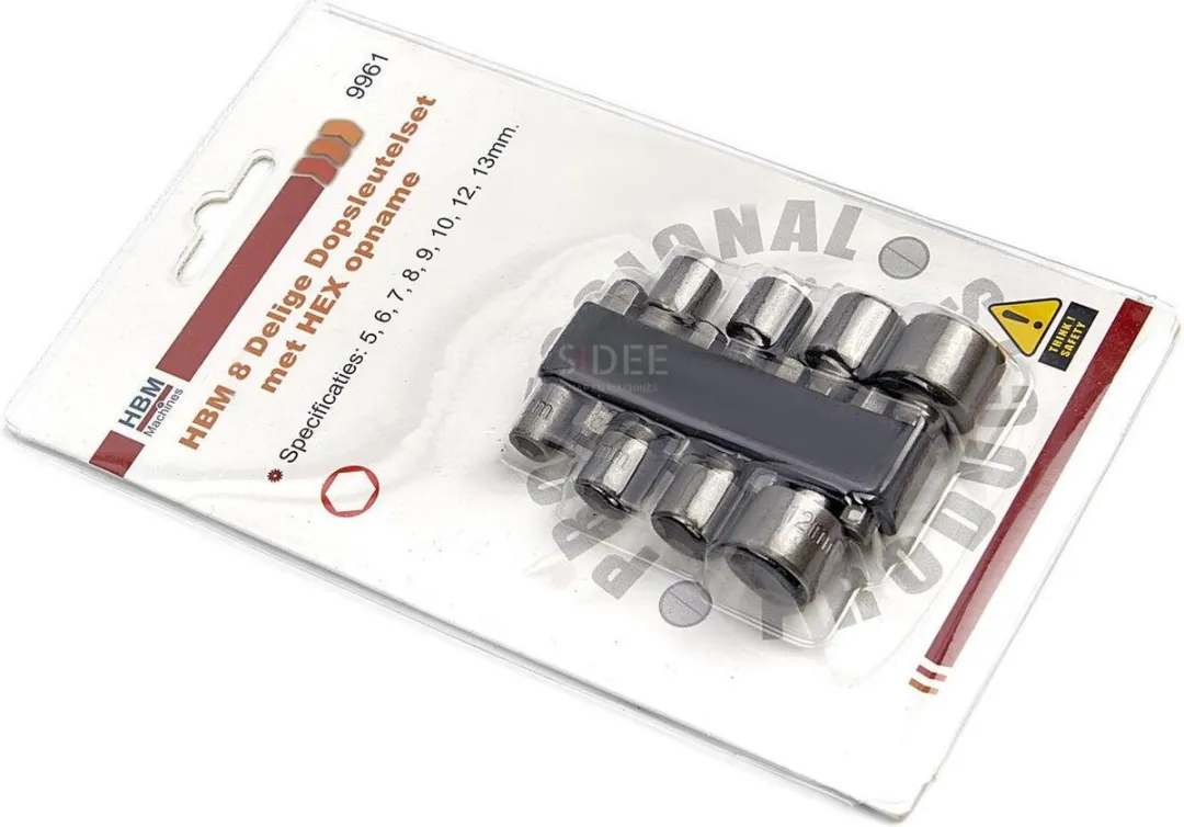HBM 8-delige Dopsleutelset 27mm - HEX opname