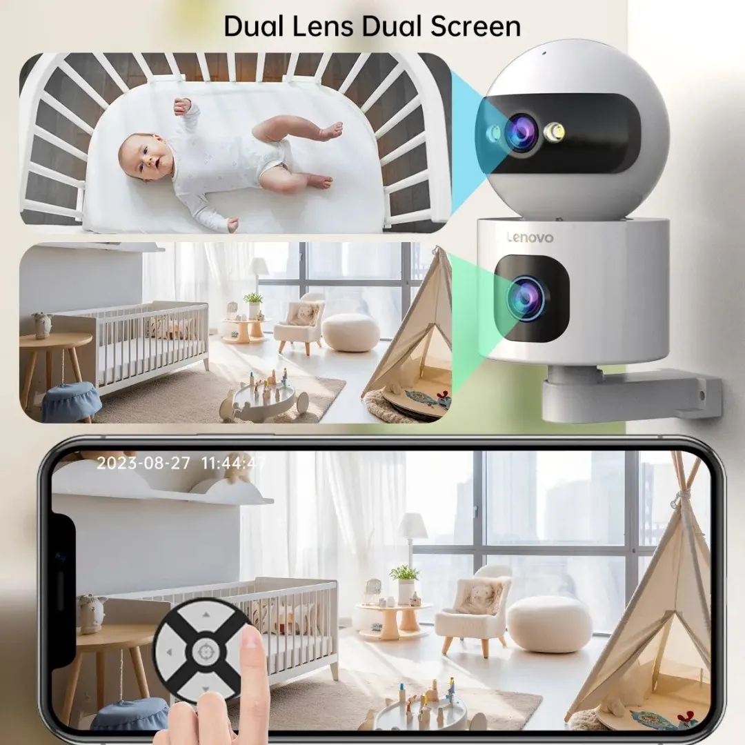Lenovo XW1-U Dual Lens 2K Bewakingscamera - Wit