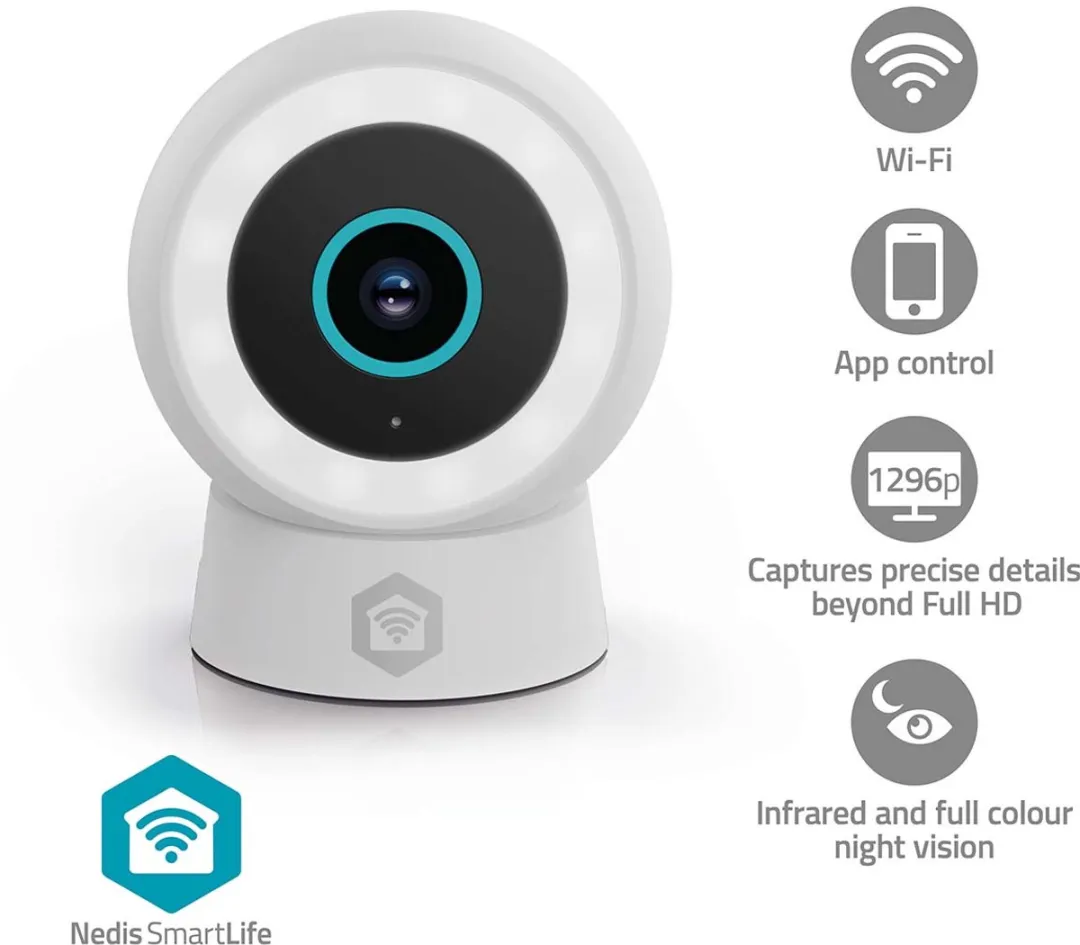 Nedis SmartLife WIFICO14CWT Beveiligingscamera Buiten - 3MP Full HD - IP65 - Wit