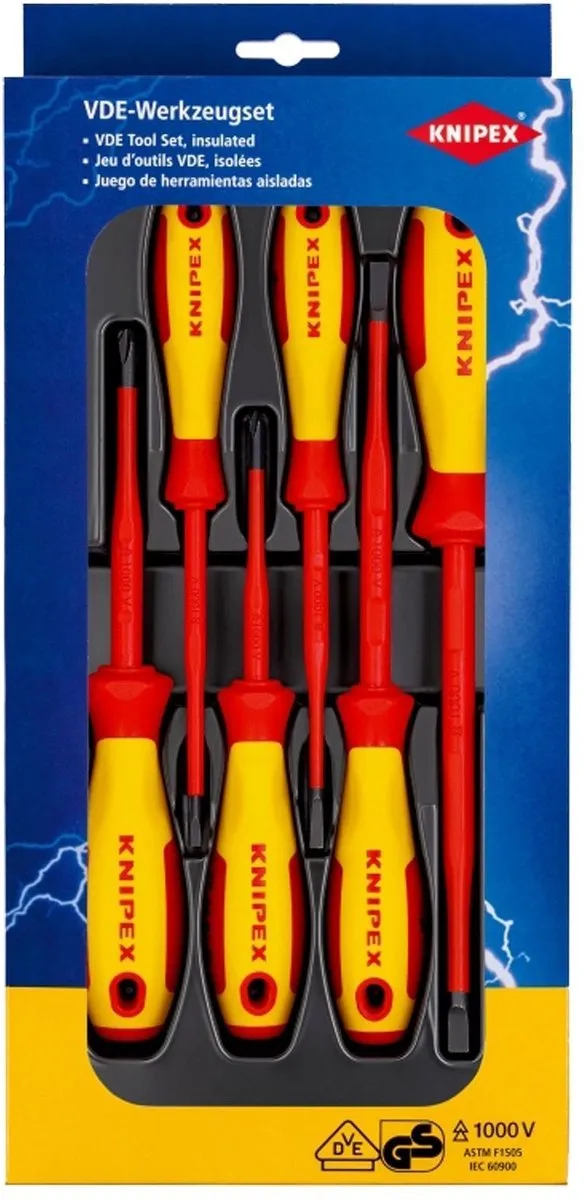 Knipex VDE Schroevendraaierset 6-delig - Kruiskop/Pozidriv