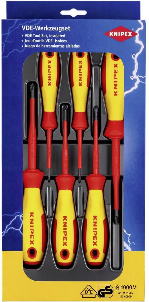 Knipex VDE Schroevendraaierset 6-delig - Kruiskop/Pozidriv