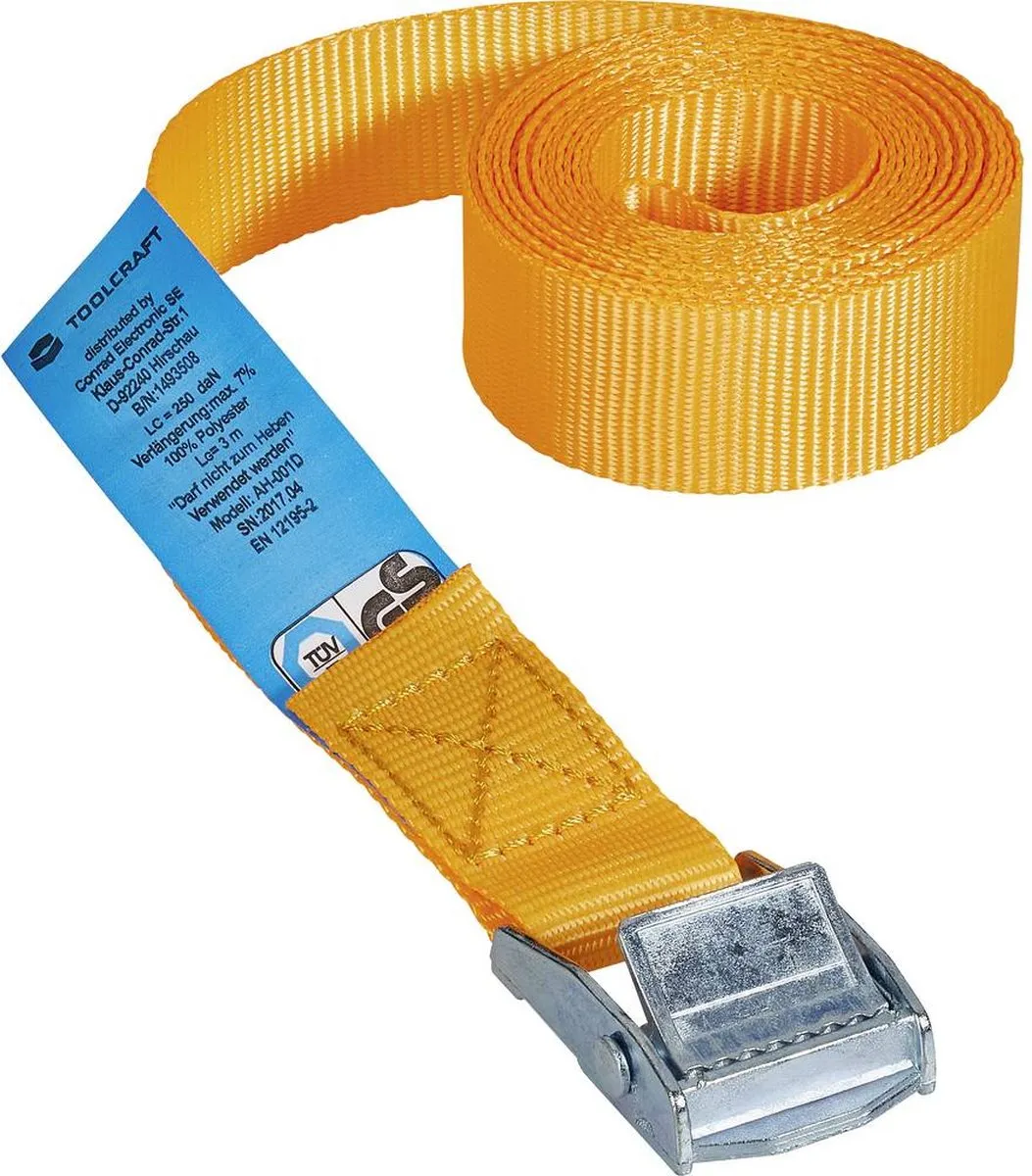 TOOLCRAFT TO-6811767 Klemband 125 daN 3m x 25mm - Oranje