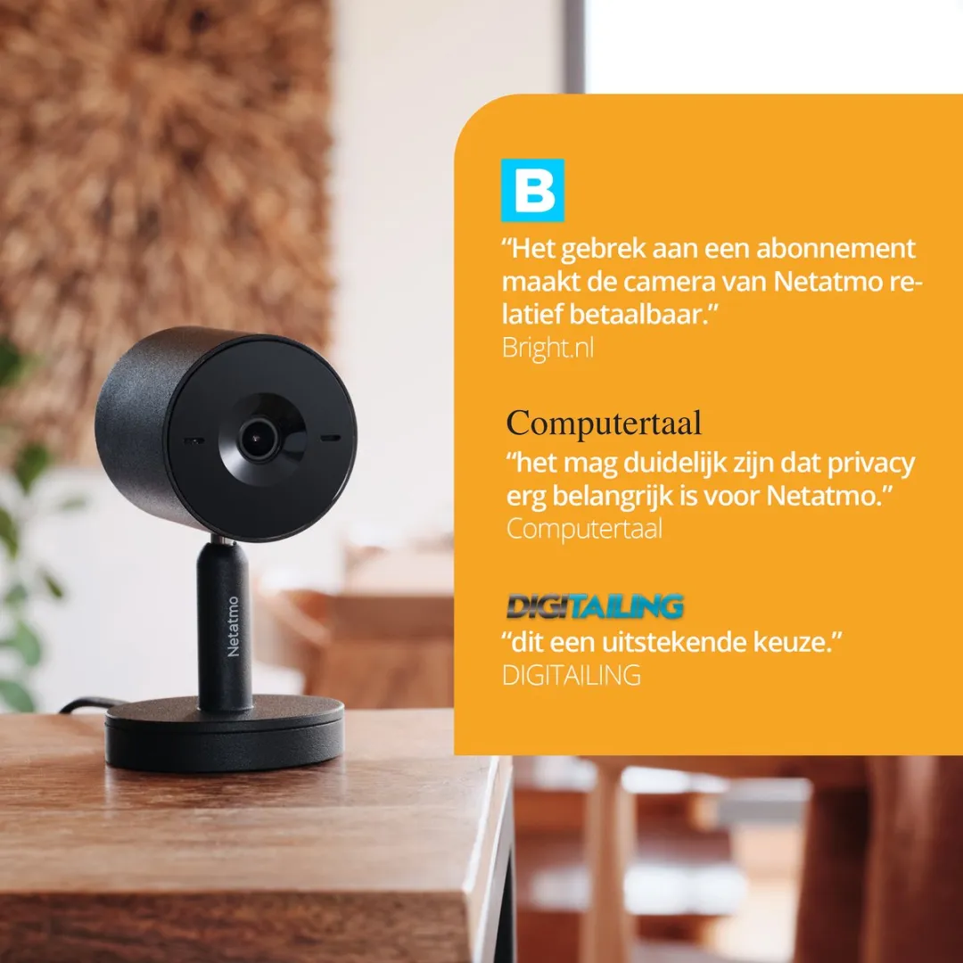 Netatmo Slimme Binnencamera NPC-B-EC - 2K - Gezichtsherkenning - Zwart