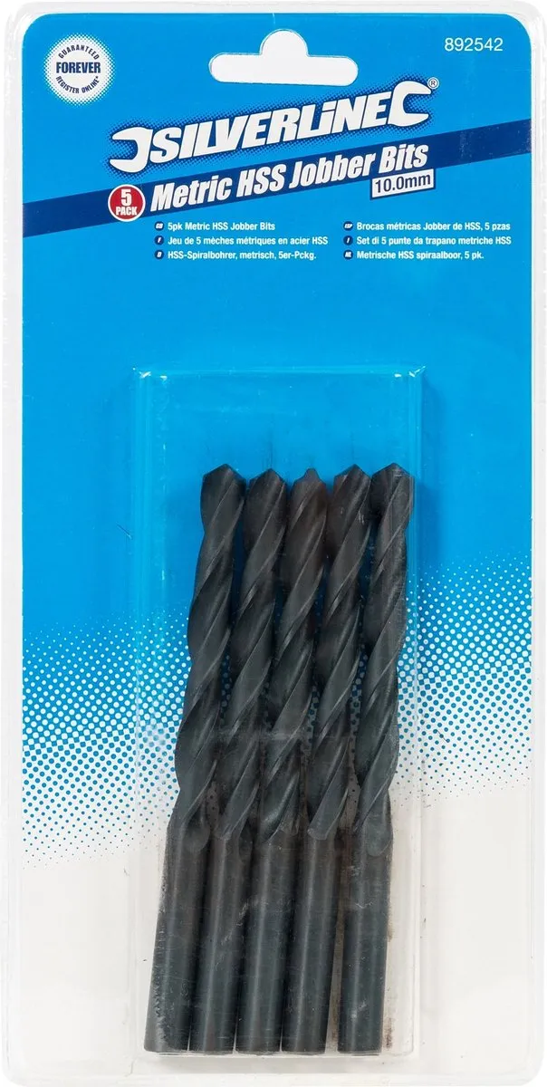 Silverline Metaalboor HSS-R 10mm - 5 Stuks - Zwart oxide