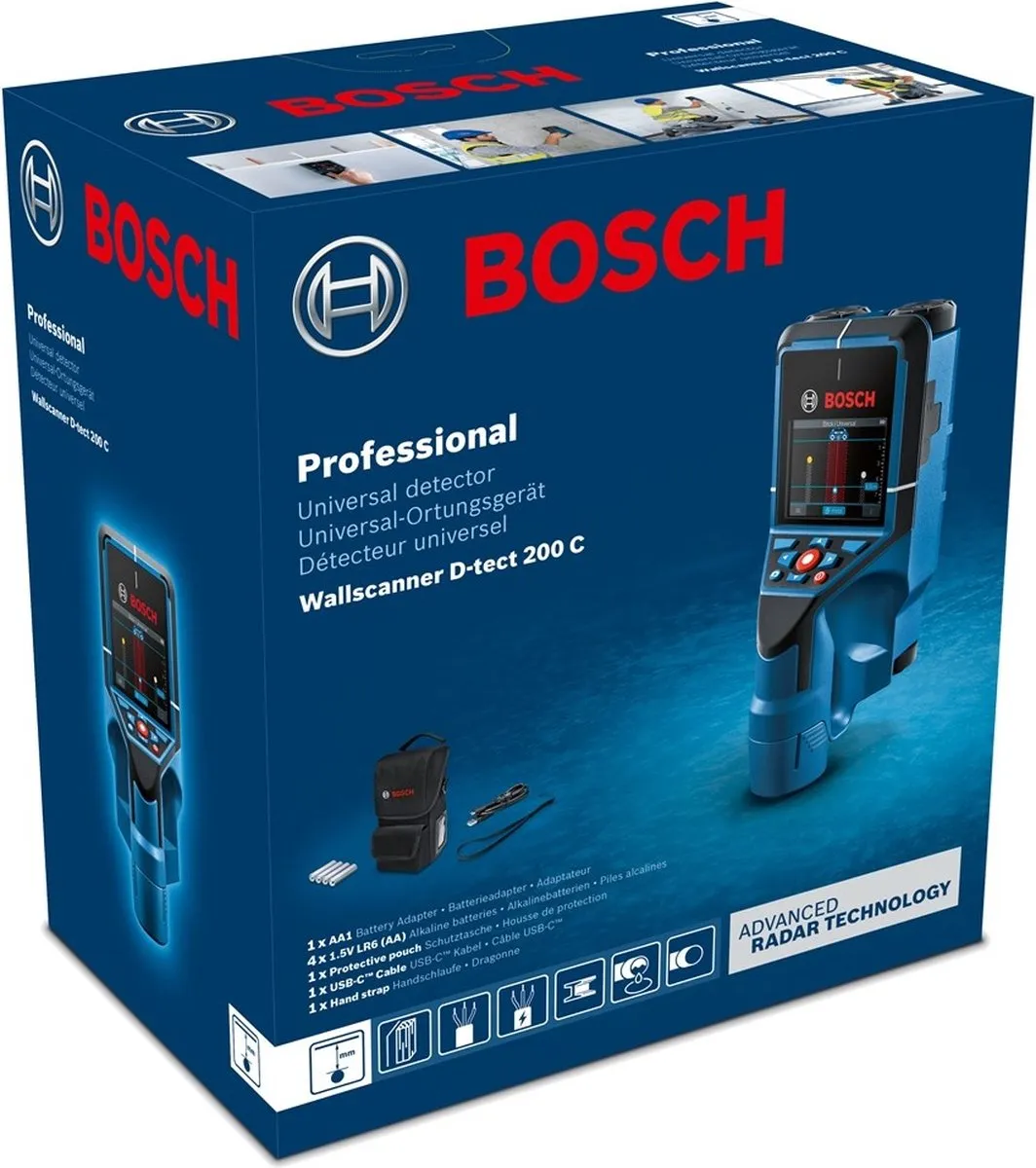 Bosch Professional D-tect 200 C Detector - Blauw/Zwart
