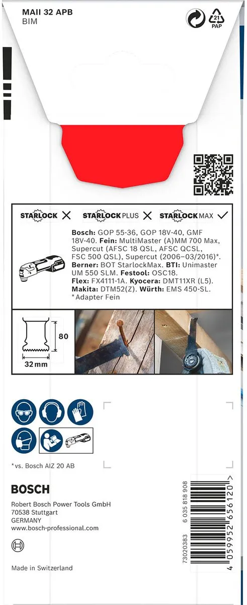 Bosch Professional MAII 32 APB Multifunctioneel Zaagblad 32x80mm - Bimetalen - afbeelding 6 van 6