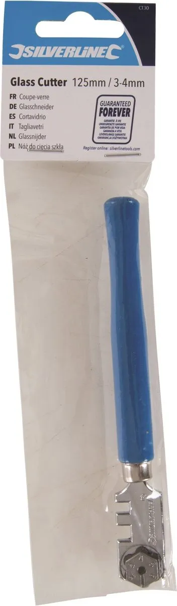 Silverline Glassnijder 125mm 6 Wieltjes - Houten Handvat