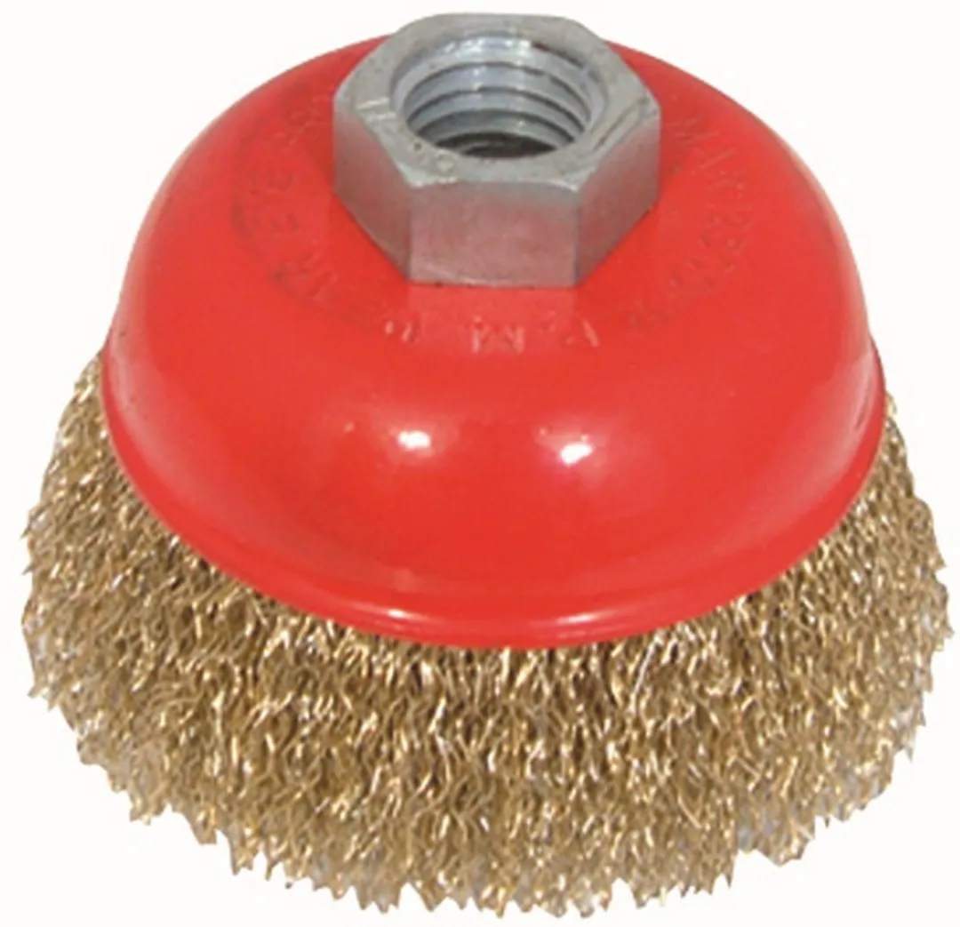 Silverline Komborstel Ø100mm - Gegolfd messing draad - 0,3mm staaldraad