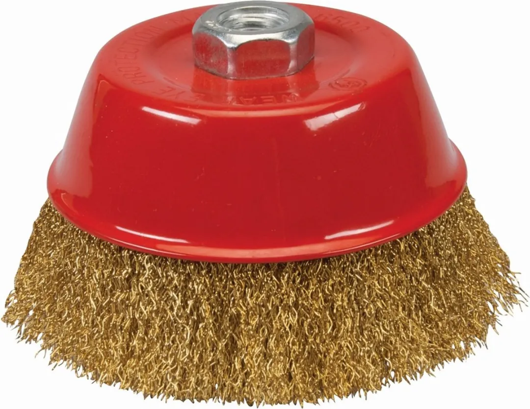 Silverline Komborstel Ø100mm - Gegolfd messing draad - 0,3mm staaldraad