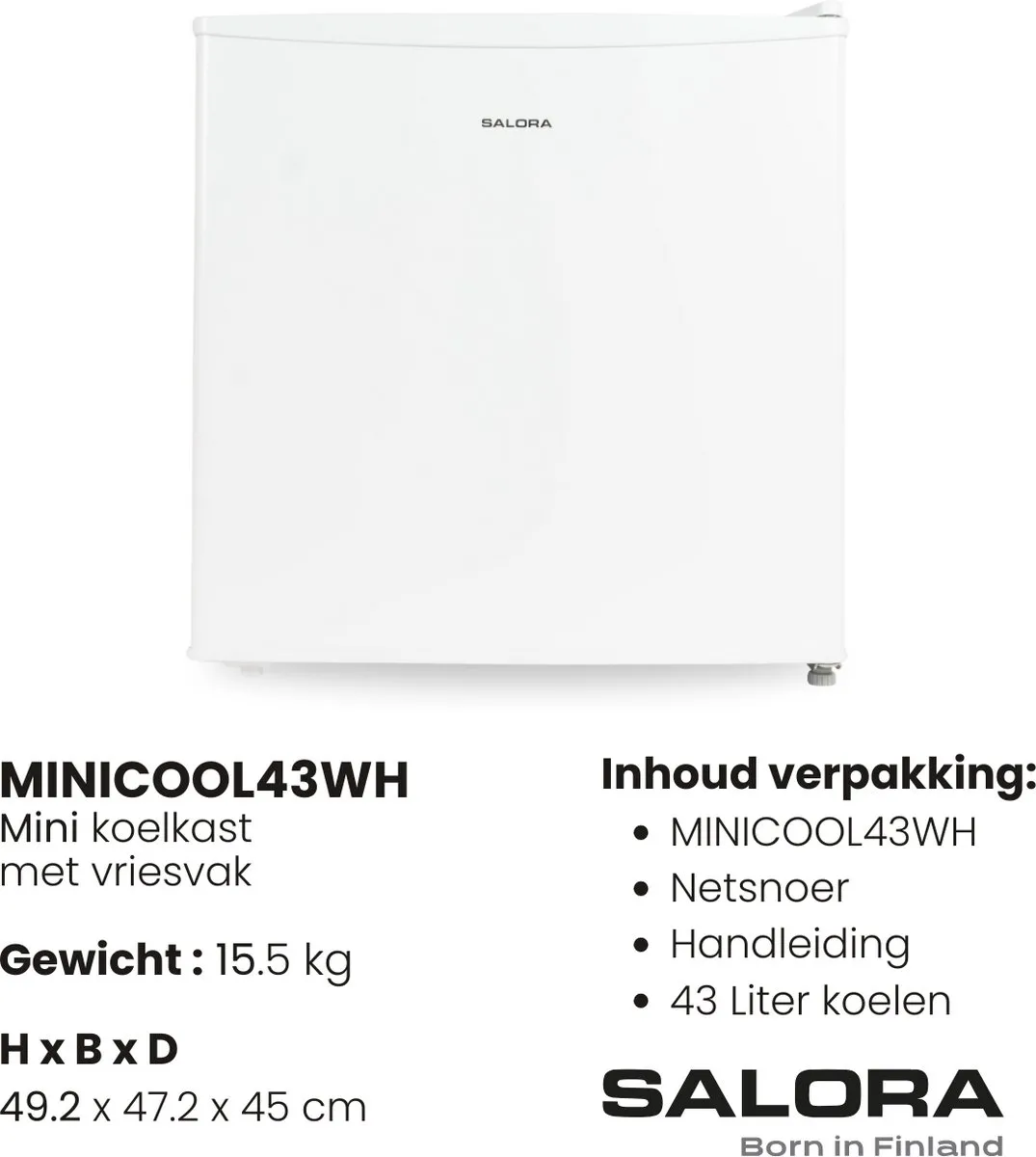 Salora MINICOOL43WH Mini Koelkast 43L - Wit - afbeelding 6 van 6