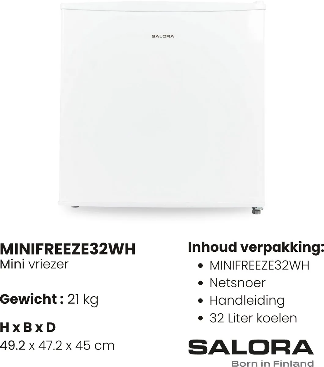 Salora MINIFREEZE32WH Mini Vriezer 32L - Wit