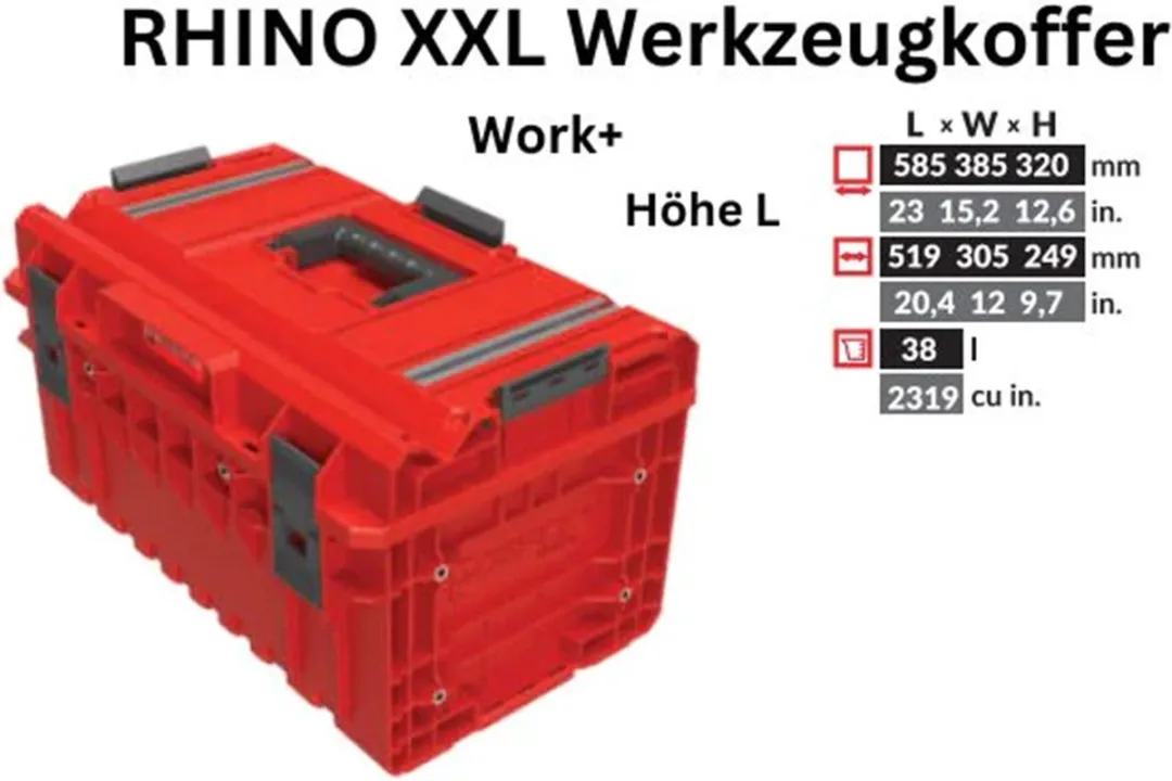 Toolbrothers RHINO XXL Gereedschapskoffer ULTRA Work+ - 38L - IP66 - Rood