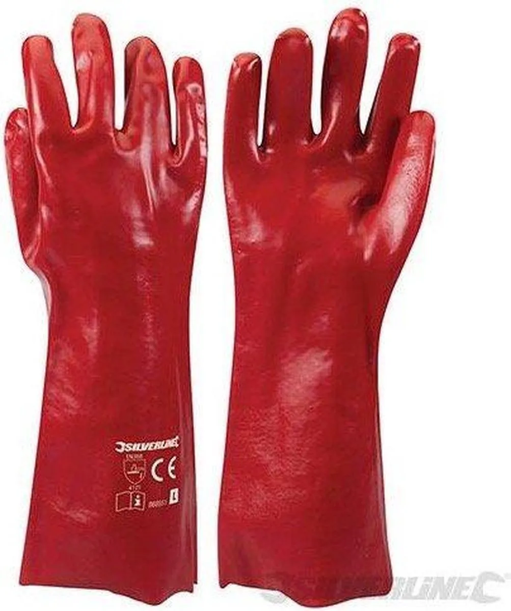 Silverline PVC Werkhandschoenen Rood - Maat L