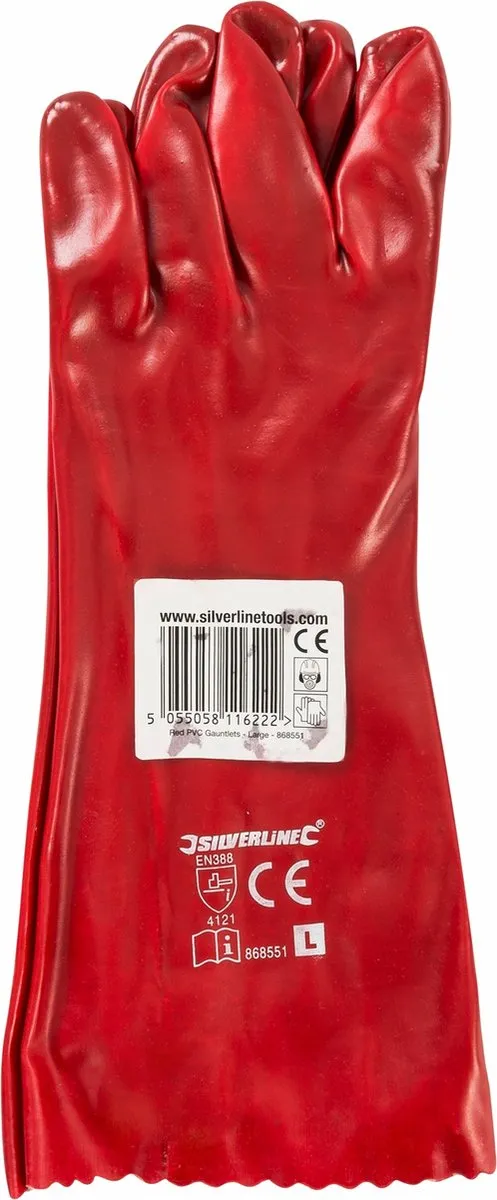 Silverline PVC Werkhandschoenen Rood - Maat L