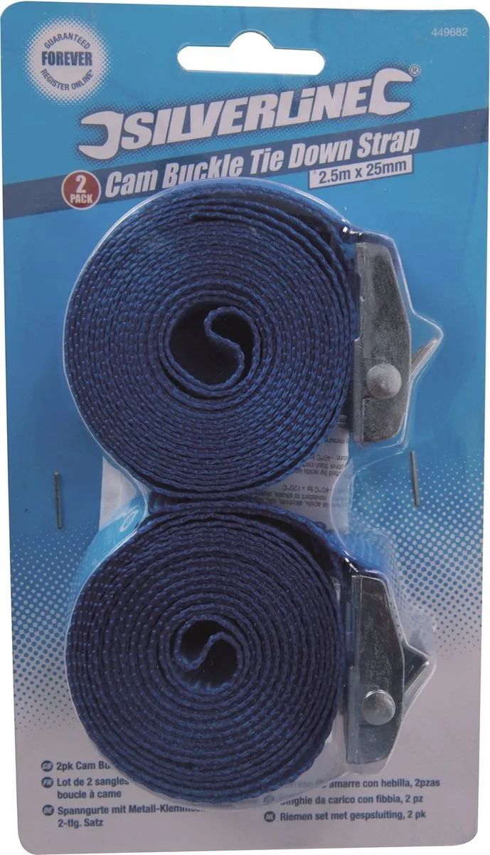Silverline Riemen Set 25mm Blauw - 2x2,5m