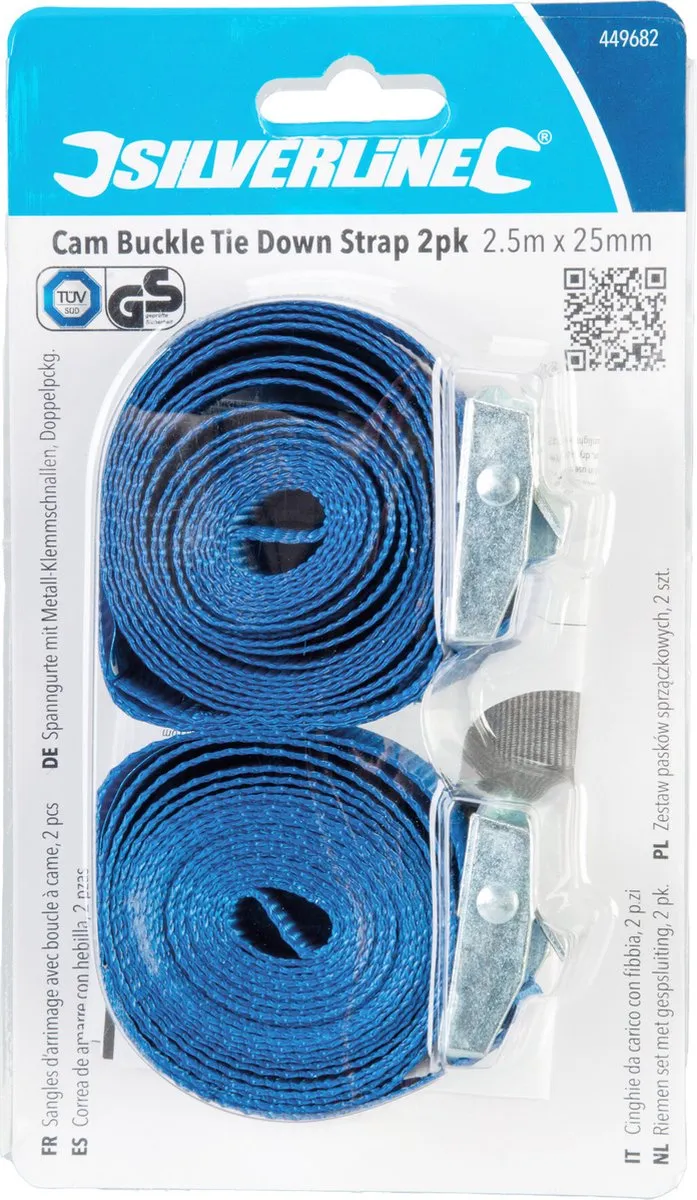 Silverline Riemen Set 25mm Blauw - 2x2,5m - afbeelding 6 van 6