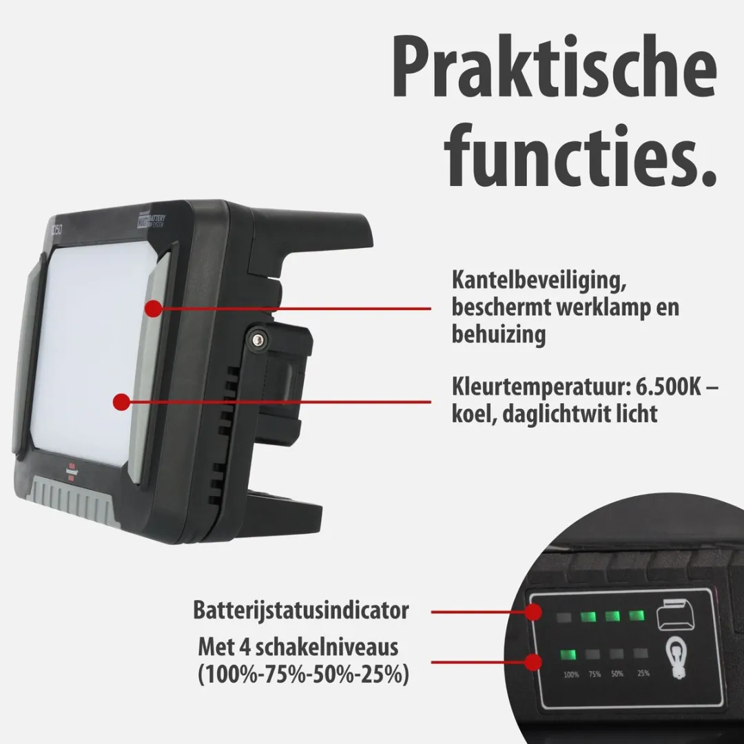 Brennenstuhl 10050 MH LED Bouwlamp 100W 12500lm - Zwart - afbeelding 6 van 6