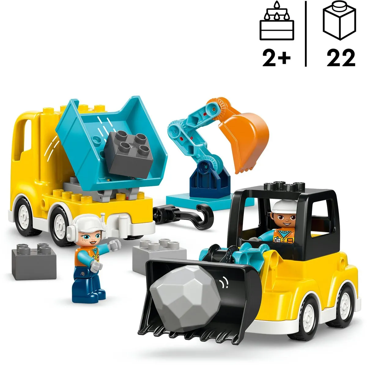 LEGO Duplo 3-in-1 Bouwvoertuigen Set - 22 Stukken - Multicolor