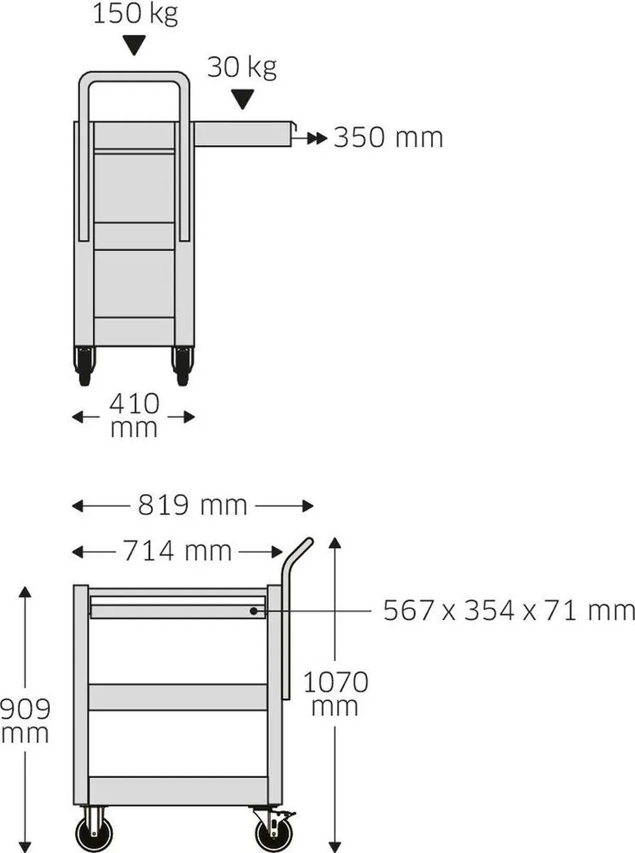 Stahlwille 612 ST 81300612 Werkplaatswagen - 150 kg - Groen/Zwart