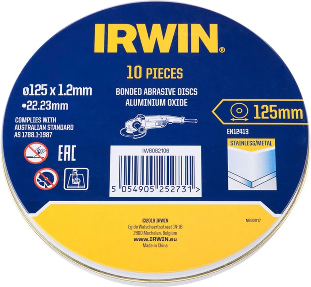Irwin Blik Doorslijpschijven Metaal 10 Stuks - 125x1,2mm